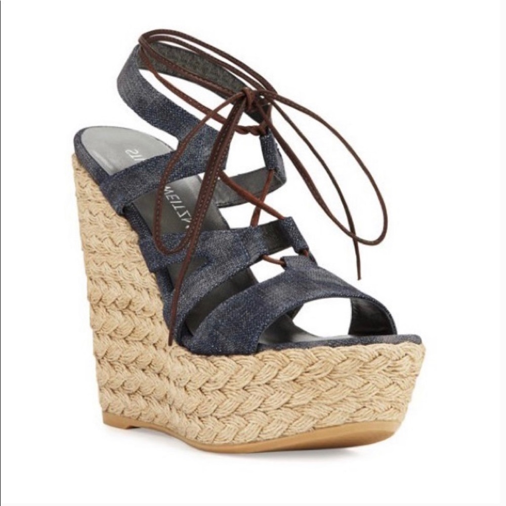 Stuart Weitzman Denim Platform Wedges